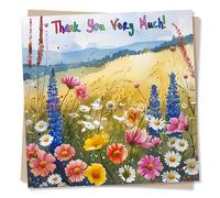 Thank You Card, Colourful Wildflower Design - for Friend, Family