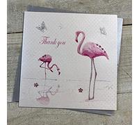 Thank You Card, Flamingo Handmade by White Cotton Cards PD150-FL