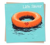 Thank You Card For A Special Person - Life Saver - Card of Appreciation, Card of Thanks - Rubber Ring Design - Humorous Yet Sincere Card - Thinking of You - Gratitude