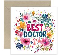 Thank You Card for Doctor - Female Birthday Presents - Beautiful Floral Artwork Design with Bright Colours - Gratitude Card for GP, Surgeon, Nurse - Cute Retirement Gifts for Her