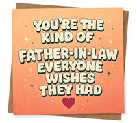 Thank You Card for Father-in-Law, Retro Slogan & Heart | Peach background with retro bubble lettering, sparkles and a heart; a witty compliment for your Father-in-Law.