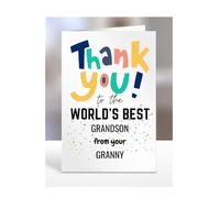 Thank you card for Grandson from Granny, To the World's Best, gifts for men, women, greetings card, female, male, presents for Christmas, A5-261b_60