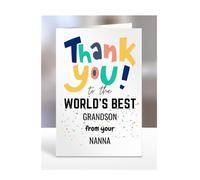 Thank you card for Grandson from Nanna, To the World's Best, gifts for men, women, greetings card, female, male, presents for Christmas, A5-261b_63