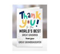 Thank you card for Great Grandma from Great Granddaughter, To the World's Best, gifts for men, women, greetings card, female, male, presents for Christmas, A5-261b_117