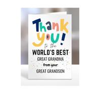 Thank you card for Great Grandma from Great Grandson, To the World's Best, gifts for men, women, greetings card, female, male, presents for Christmas, A5-261b_118