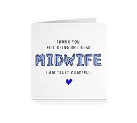 Thank You Card for Her - Best Midwife Blue Heart For Doctor Nurse Friend