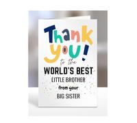 Thank you card for Little Brother from Big Sister, To the World's Best, gifts for men, women, greetings card, female, male, presents for Christmas, A5-261b_177
