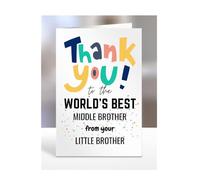 Thank you card for Middle Brother from Little Brother, To the World's Best, gifts for men, women, greetings card, female, male, presents for Christmas, A5-261b_206
