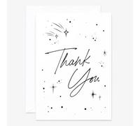 Thank You Card For Teacher - Monochrome Script Stars Greetings Card For Any Occasion - Made in UK - 148 x 210mm A5 Size