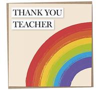 Thank You Card for Teacher, Thank You With A Rainbow in a Painted Style, Nursery or Secondary Teacher Card & Gifts, Leaving School Leaver