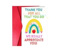 Thank You Card for Teachers as a Heartfelt Thank You End of School Ideal as a Gift Card with Matching Words Full of Appreciation Joy (F, One Size)