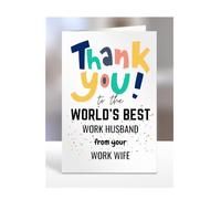 Thank you card for Work Husband from Work Wife, To the World's Best, gifts for men, women, greetings card, female, male, presents for Christmas, A5-261c_132