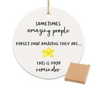 Thank You Card Gifts, Funny Leaving Reminder Gifts For Colleagues Women Men, Round Ceramic Good Luck Charm You're Amazing, Thankyou Plaque For Coworker, Boss, Nurse, Teacher, Friends