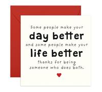 Thank You Card - “My Day and Life Better” - Thoughtful Friendship or Appreciation Card for Wife, Husband, Girlfriend, Boyfriend, Him, Her, Babe, Darling, Sweetheart - Comes with Stickers