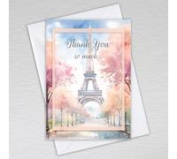 Thank You Card Pack/Thankyou Note Cards A6 Thank You Postcards/Business, Birthday, Wedding Thank You Cards: City of Paris Watercolour Eiffel Tower Thank You Cards (Pack of 50 without Envelopes)