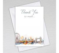 Thank You Card Pack with Envelopes/Thankyou Note Cards A6 Non-folded Thank You so much Postcards/Business Thank You Cards: City of London Skyline Thank You Cards (Pack of 50 with Envelopes)