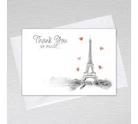 Thank You Card Pack with Envelopes/Thankyou Notes A6 Non-folded Thank You so much Postcards/Business Thank You Cards: Chic Black and White Eiffel Tower Thank You Cards (Pack of 50 with Envelopes)