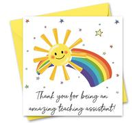 Thank You Card School Teacher and Teaching Assistant Sun Rainbow Design TA Thank You Greetings Card Size A5 with White Envelope (Teaching Assistant)