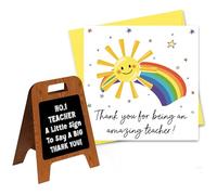 Thank You Card School Teacher and Teaching Assistant Sun Rainbow Design TA Thank You Greetings Card Size A5 with White Envelope (Teacher)