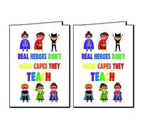 Thank You Card Super Hero Teacher Nursery Nurse Doctor Staff Childminder Friend K21 (Pack of 2)