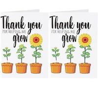 Thank you Card - Teacher, Teaching Assistant, Nursery Teacher - Thank you for helping me grow K6 (Pack of 2)