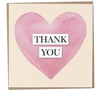 Thank You Card, Watercolour Style Heart, Thank You Greeting Cards for Friend or Teacher, Card for Men or Women, Blank Inside, Kids Greeting, Wedding Thanks