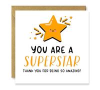 Thank You Card, You Are a Superstar, Congratulations, Motivational, and Encouragement Card for Colleagues, Friends, Students
