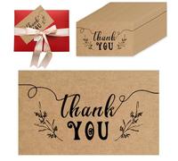 Thank You Cards 50 Pack, Brown Kraft Thankyou Cards Multipack Holiday Decor Small Thank You for Your Order for Business, Customer | Store Packaging Card (B)