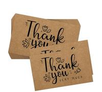 Thank You Cards 50 Pack, Thank You Greeting Cards Multipack | Brown Kraft Thank You Cards Pack | Retro Thank you card Holiday Decor Small Thank You Greeting Card | Thank you notes for Kids