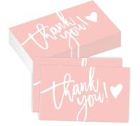 Thank You Cards 50 Pcs with Envelopes - Pink Stylish Multipack for Kids Birthday, Business & Store Packaging, Blank Greeting Cards for Personalized Thank You Notes and Versatile Appreciation