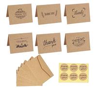 Thank You Cards 6 Designs Brown Kraft Paper Thank U Greeting Note Card with Envelopes and Stickers for Graduation, Business, Wedding, Baby Shower and Mother's Day 36 Pack