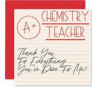 Thank You Cards for Chemistry Teacher - A+ Teacher - Thankyou Cards for Him Her Men Women Teacher, Heartfelt Appreciation Card, 145mm Thank You So Much Greeting Gifts