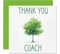 Thank You Cards for Coach - Colourful Green Tree - Thankyou Cards for Him Her Men Women, Heartfelt Appreciation Card, 145mm Thank You So Much Greeting Gifts