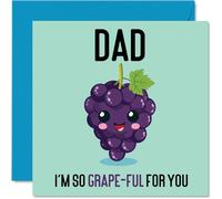 Fathers Day Thank You Cards for Dad - Grape-Ful - Funny Happy Birthday Card for Dad from Son Daughter, Father's Day Card Father, 145mm Joke Greeting Cards Men Him