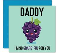 Thank You Cards for Daddy - Grape-Ful - Funny Happy Birthday Card for Daddy from Son Daughter, Father's Day Card Father, 145mm Joke Greeting Cards Men Him