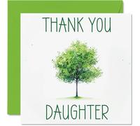 Thank You Cards for Daughter - Colourful Green Tree - Thankyou Cards for Her Women, Heartfelt Appreciation Card, 145mm Thank You So Much Greeting Gifts