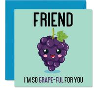 Thank You Cards for Friend - Grape-Ful - Funny Happy Birthday Card for Friends from Best Friend, Friend Birthday Gifts, 145mm Joke Greeting Cards Women Men
