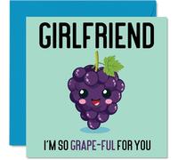 Thank You Cards for Girlfriend - Grape-Ful - Funny Happy Birthday Card for Girlfriend from Boyfriend, Partner Birthday Gifts, 145mm Joke Greeting Cards Women Her
