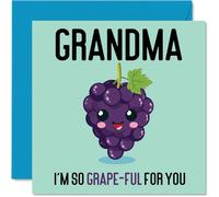 Thank You Cards for Grandma - Grape-Ful - Funny Happy Birthday Card for Grandma from Grandson Granddaughter, Gran Birthday Gifts, 145mm Joke Greeting Cards Women Her