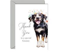 Thank You Cards for Granny - Party Dog - Thankyou Cards for Granny from Grandson Granddaughter, Heartfelt Appreciation Card 5x7 Inch Thank You So Much Greeting Cards