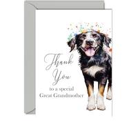 Thank You Cards for Great Grandmother - Party Dog - Thankyou Cards for Great Grandmother from Great Grandchildren Great Grandchild, Heartfelt Appreciation Card A5 Thank You So Much Greeting Cards
