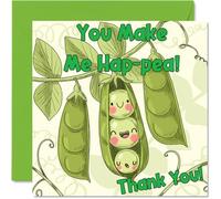Thank You Cards For Him Her - Make Me Hap Pea - Thankyou Cards for Him Her Men Women, Heartfelt Appreciation Card, 145mm Thank You So Much Greeting Gifts