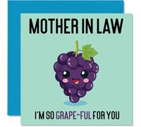 Thank You Cards for Mother in Law - Grape-Ful - Funny Happy Birthday Card for Mother-in-Law from Son Daughter in Law, Mothers Day Card Mum Law, 145mm Joke Greeting Cards Women Her