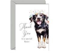 Thank You Cards for Sister - Party Dog - Thankyou Cards for Sister from Brother Sister, Heartfelt Appreciation Card A5 Thank You So Much Greeting Cards