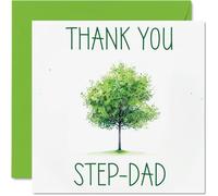 Thank You Cards for Step Dad - Colourful Green Tree - Thankyou Cards for Him Men, Heartfelt Appreciation Card, 145mm Thank You So Much Greeting Gifts