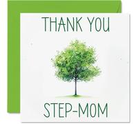 Thank You Cards for Step Mom - Colourful Green Tree - Thankyou Cards for Her Women, Heartfelt Appreciation Card, 145mm Thank You So Much Greeting Gifts