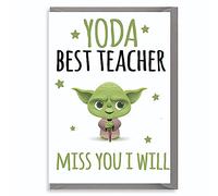 Thank You Cards for Teachers - Head Teacher Card - Yoda Best Teacher Appreciation - Funny Teacher Cards Christmas - Nursery & Teaching Assistant Card Gift - Yoda Best K7