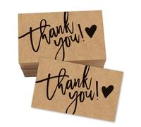 Thank You Cards Multipack, 100pcs Small Thank You Greeting Notes Cards Brown Blank Thankyou Business Card for Birthday Wedding