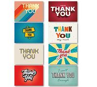 Thank You Cards Multipack. 32 card pack. Each Greeting Cards Pack includes 8 Retro designs. 105 x 148mm. Blank Inside. Envelopes included. Made in UK.