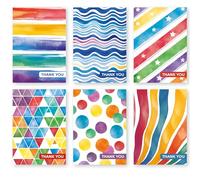 Thank You Cards Multipack of 12. Each Greeting Cards Multipack includes 6 Colourful Designs. Blank Inside. Eco friendly Thank You Cards and Envelopes.